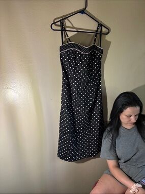Lipstick Boutique Black and White Polka Dot Midi Dress